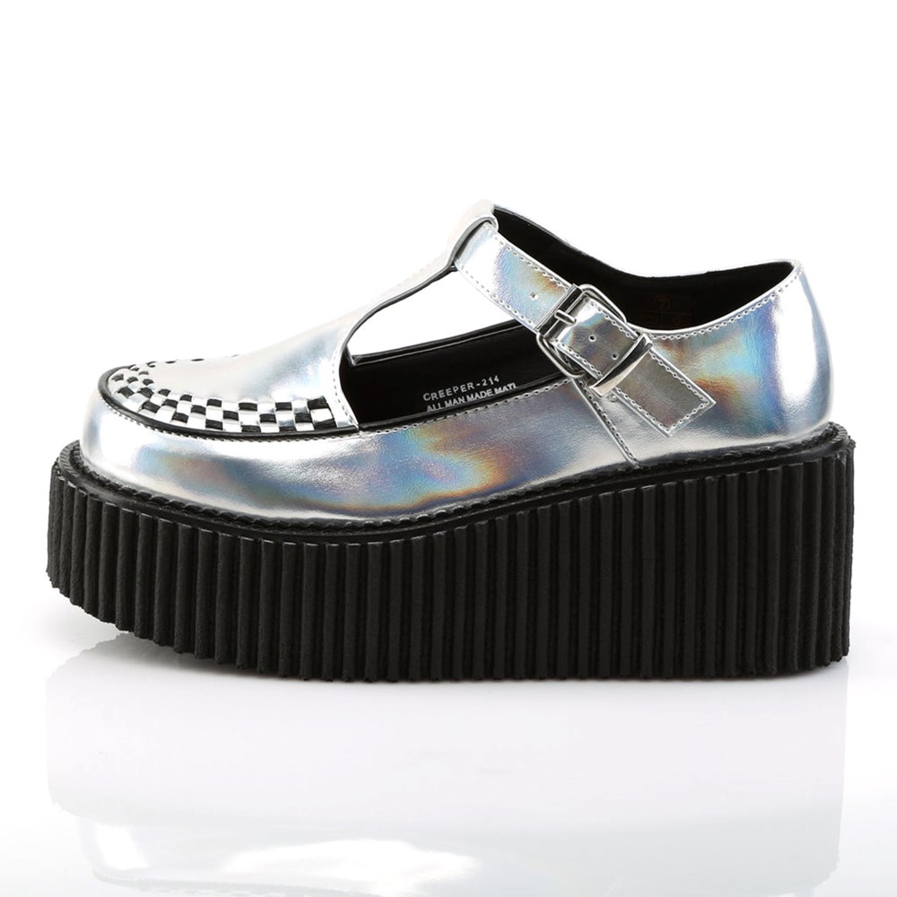 Scarpe Creepers Demonia Creepers Shoes 214 Donna Argento | NI1935420