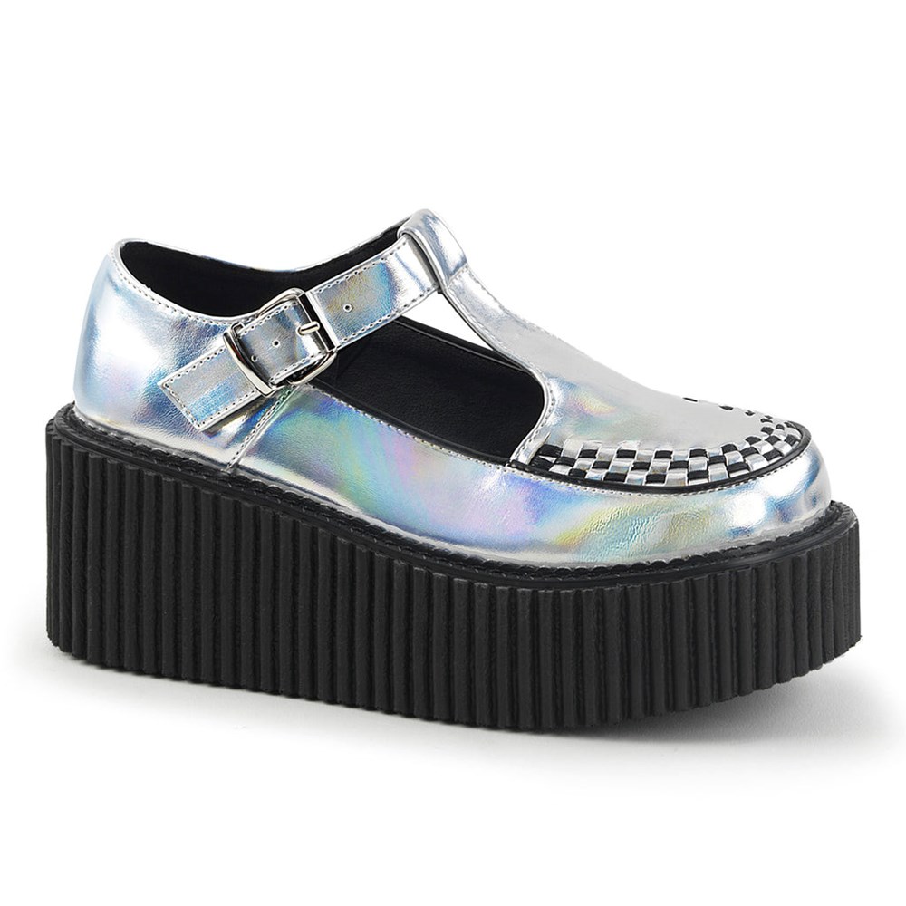 Scarpe Creepers Demonia Creepers Shoes 214 Donna Argento | NI1935420