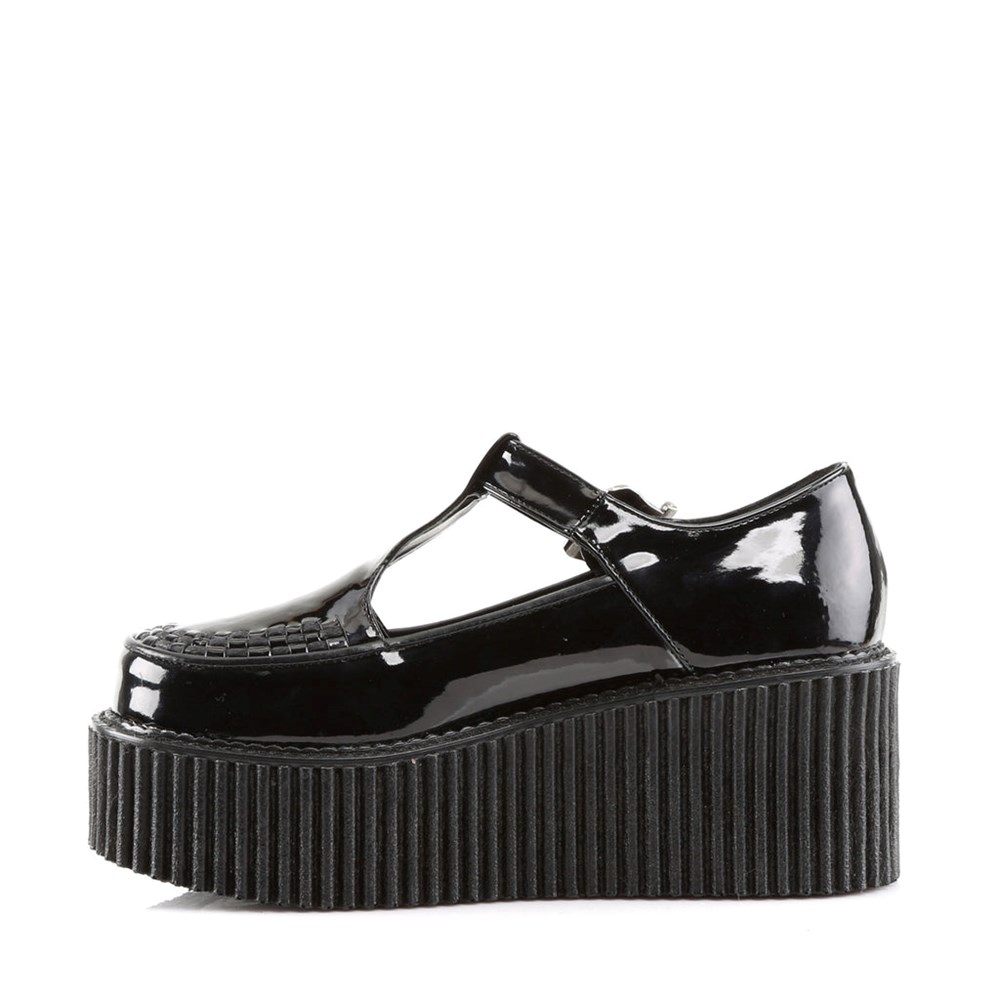 Scarpe Creepers Demonia Creepers Shoes 214 Donna Nere | VP0239571