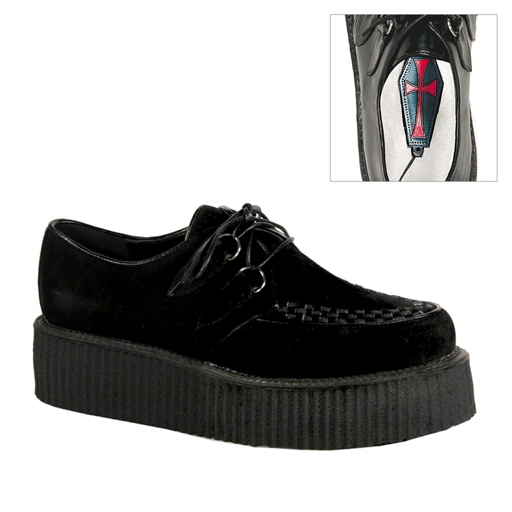 Scarpe Creepers Demonia V Creepers Shoes 502S Donna Nere | FE9284607