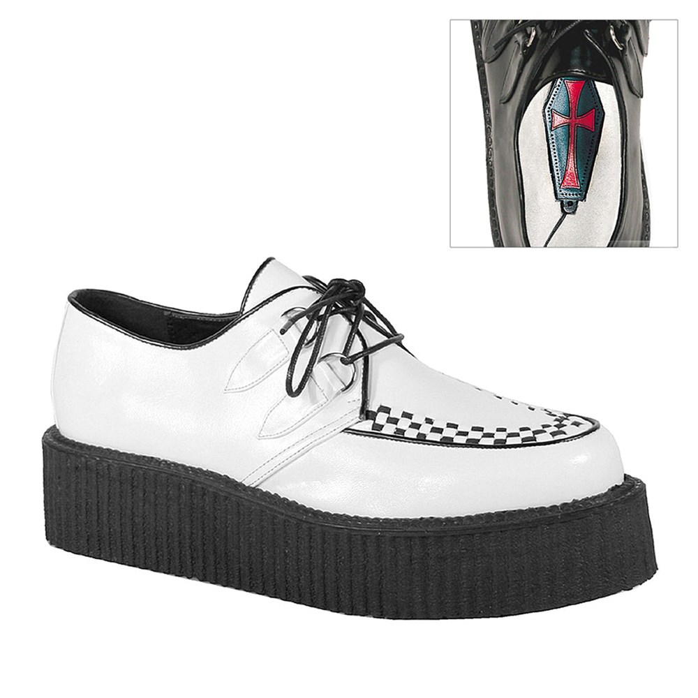 Scarpe Creepers Demonia V Creepers Shoes 502 Donna Bianche | XY3029784