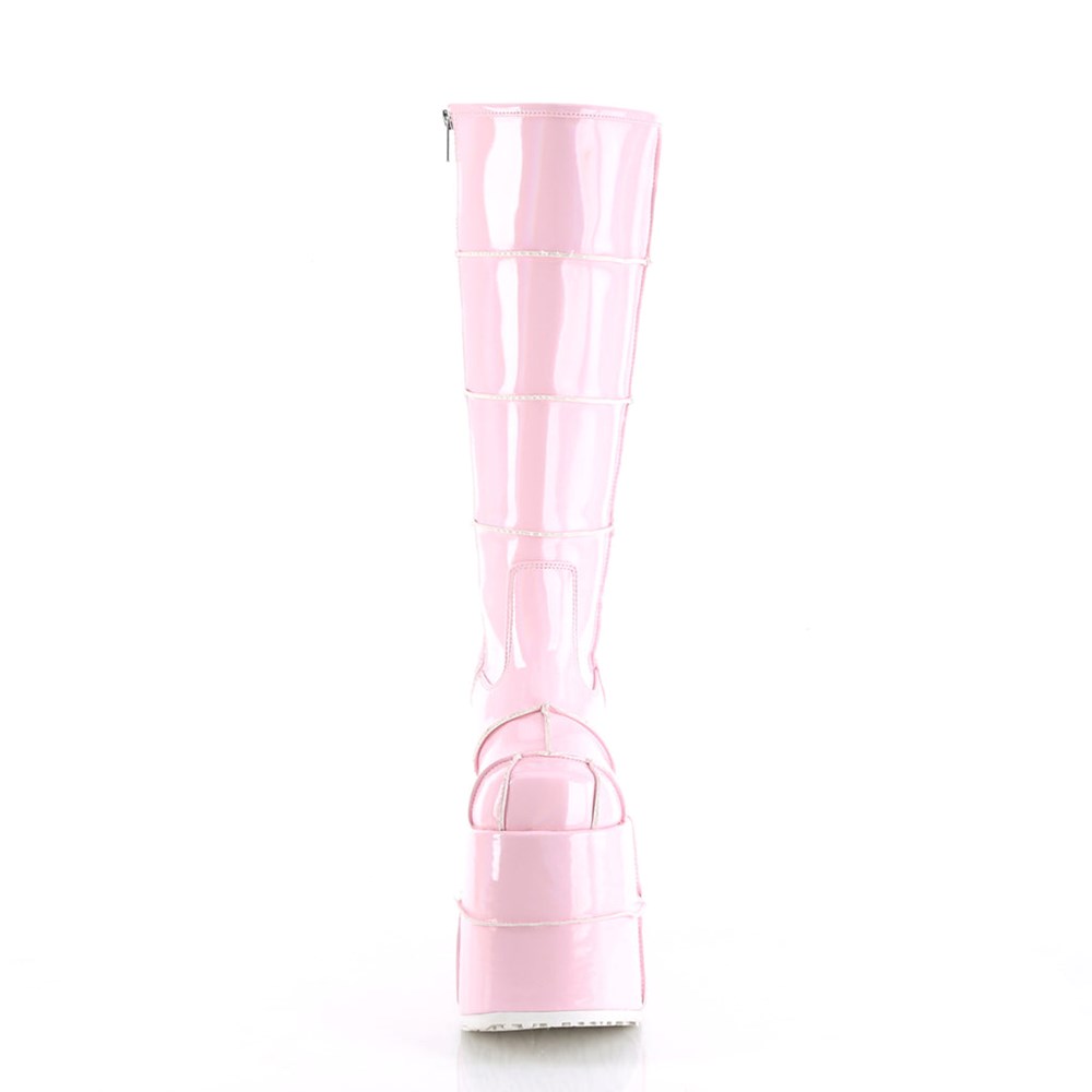 Stivali Ginocchio Demonia Stack 301 Donna Rosa | QZ8564709